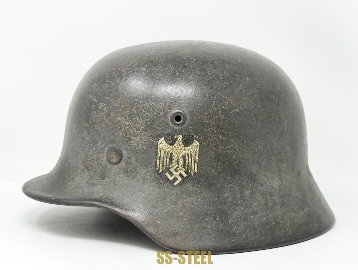 Heer M40 Single Decal Whitewash Camo Helmet