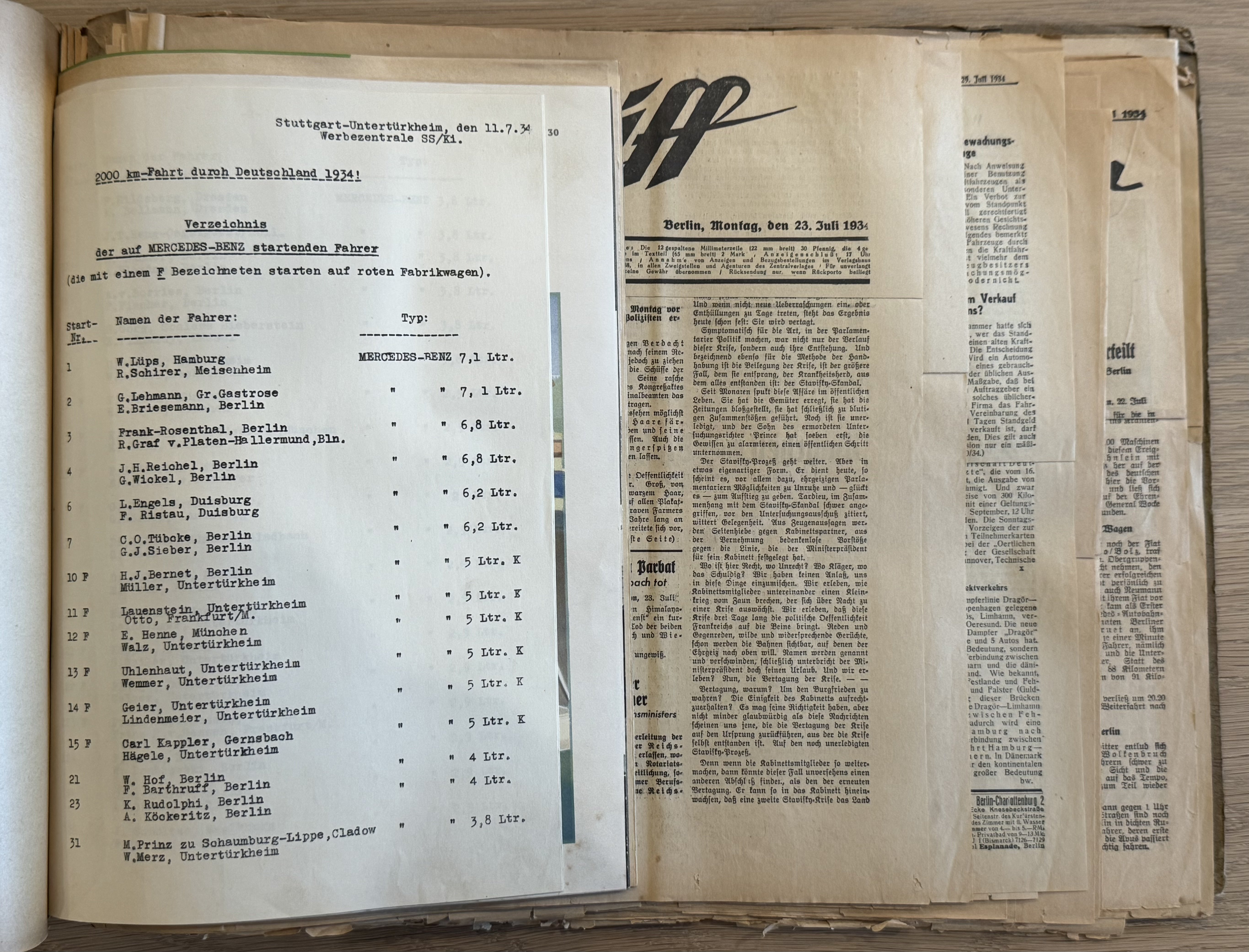 WWII SA MERCEDES BENZ RACE Team Photo album poster NSDAP