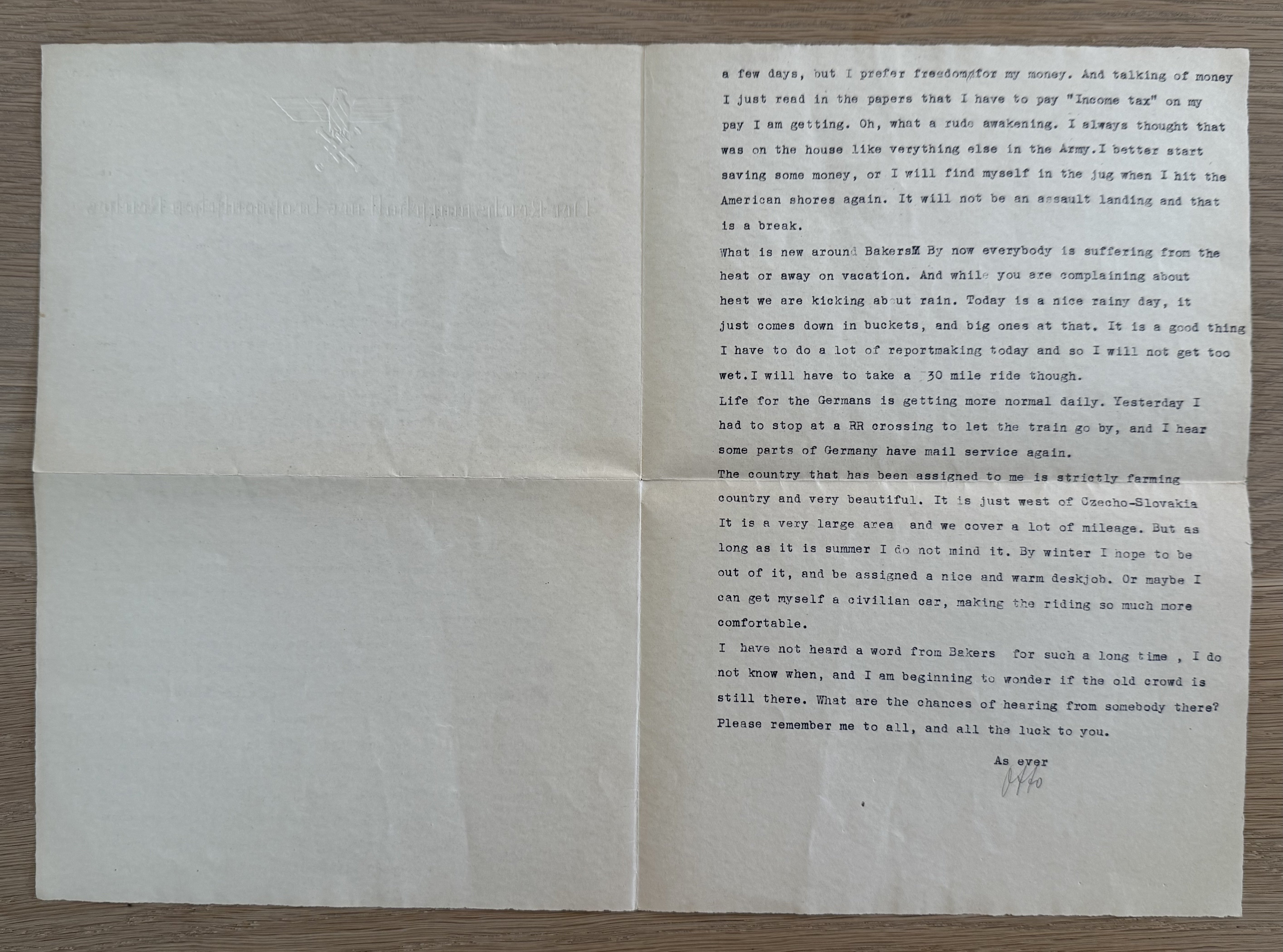 US VET Letter Home on REICHSMARSCHALL Goering Stationary