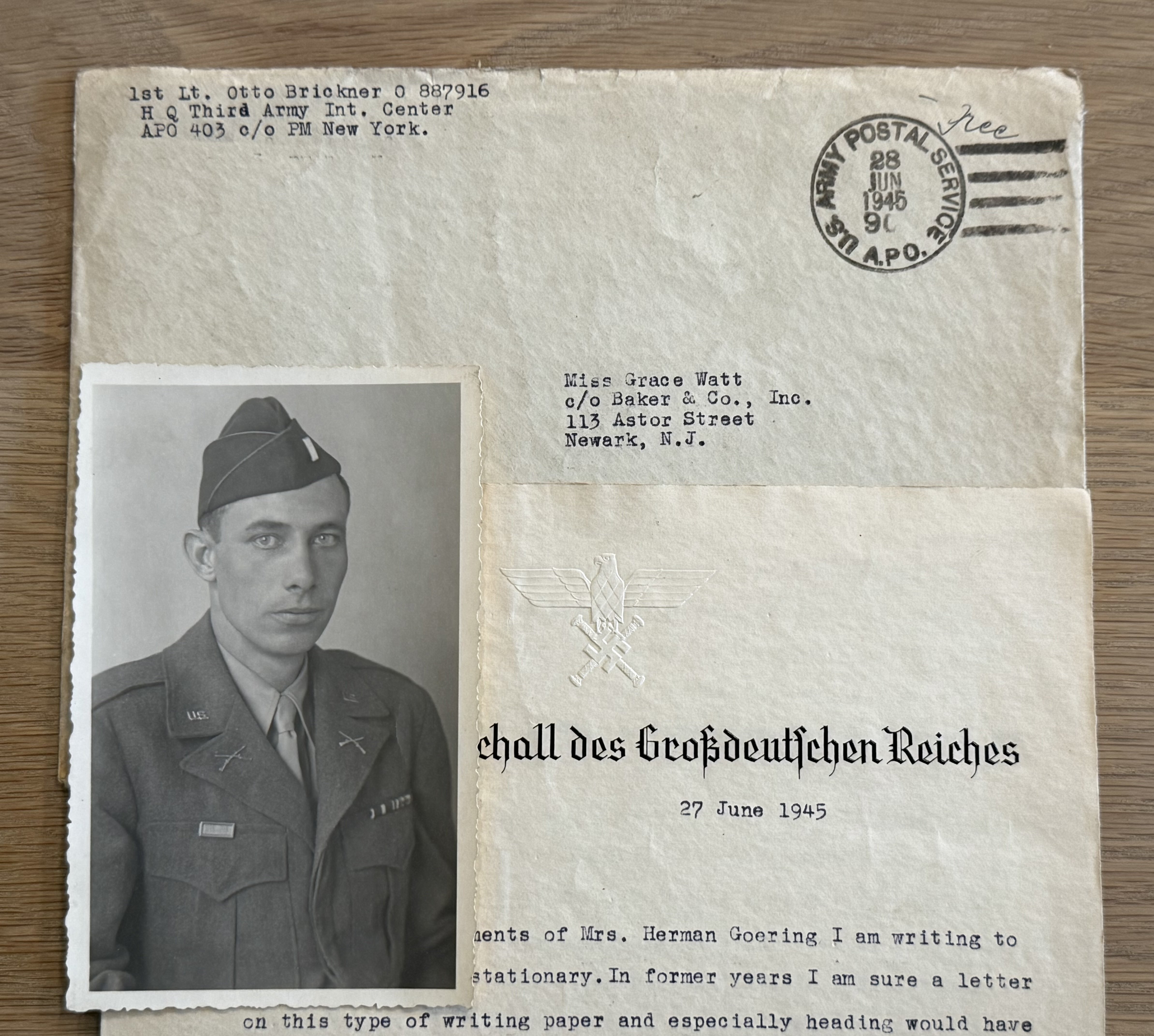 US VET Letter Home on REICHSMARSCHALL Goering Stationary
