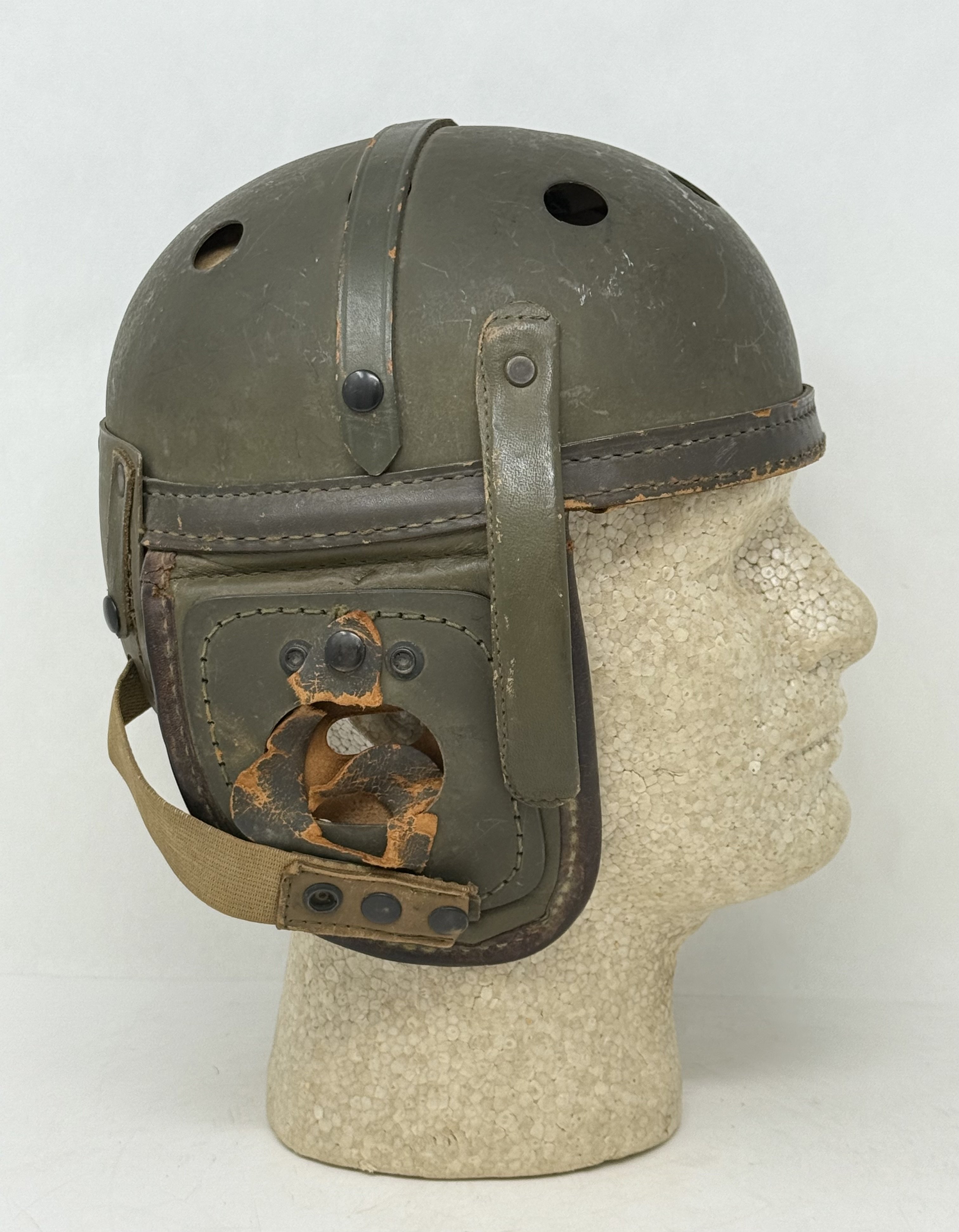 WWII US M38 Tanker Helmet by Sears Saddlery Co. — image 2
