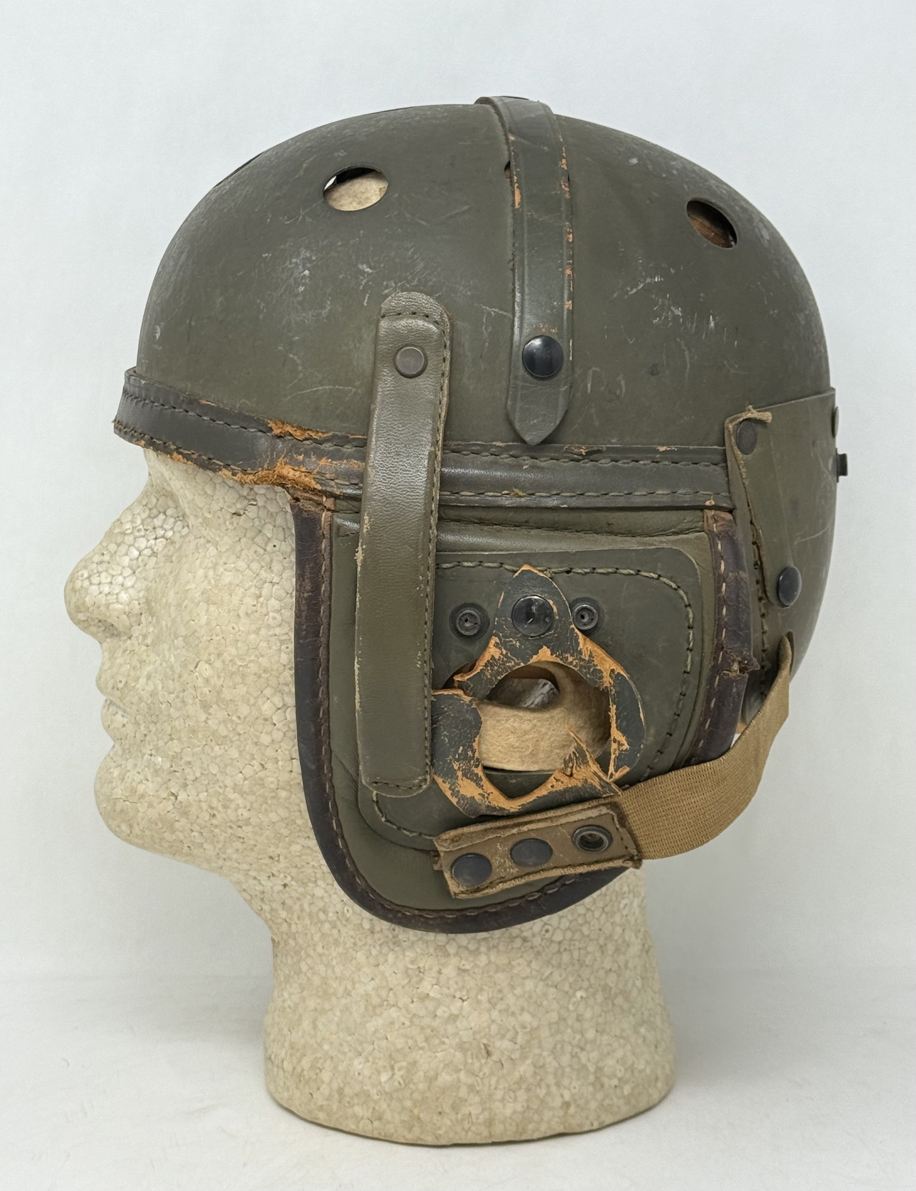 WWII US M38 Tanker Helmet by Sears Saddlery Co. — image 5