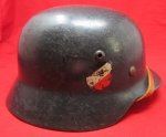  German WWII Luftwaffe M1935 Double Decal Helmet, ET64, WERKSTATT