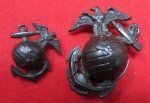  US WWII P1937 'Plastic' USMC Enlisted Cap & Right Collar Insignia