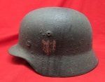  German WWII M1935 Army Helmet Shell, SE64, Rough Combat Finish, Strong Decal