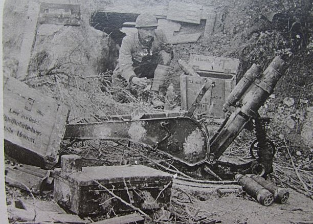  French WWI Soldier with Captured German Trench Mortar Post Card — image 3