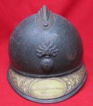  French WWI Adrian Infantry Helmet With Liner & Veteran Visor Plate