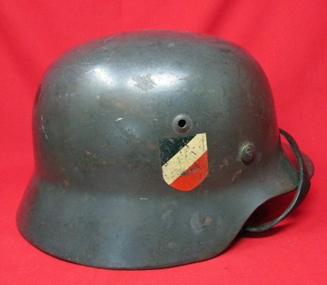  German WWII M1935 Double Decal Luftwaffe Helmet, Unit Marked Liner — image 2