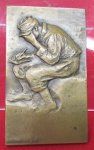  French WWI Patriotic Bronze Plaque, Two Sided, Prisoner of War