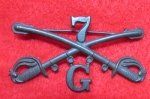US Ca 1907 Enlisted Service Coat Collar Insignia, 7th Cavalry, Troop G