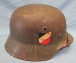  German WWII Army M1935 Double Decal Helmet, Complete, ET62