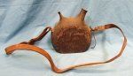  French WWI-WWII Metal Canteen, Leather Shoulder Strap