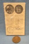  French WWI Verdun Medal, Ribbon and Document