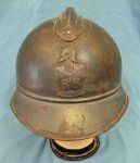  French WWI Engineer Corps Adrian Helmet Shell, Partial Lining