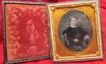 US 1850s Era, 1/6 Plate Tinted Ambrotype & Full Case, Young Boy with Book