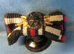 German WWI Four Place Lapel Ribbon & Black Wound Badge Button