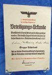  German WWII Hitler Youth Award Document, 1937