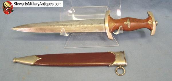  German WWII M1933 SA Enlisted Dagger & Hanger, RZM M7/33 Holler — image 3