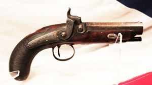 1830 Damascus Barrel Irish Overcoat Pistol, With Percussion Back-Action Lock, by Green of Mallow