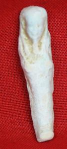 An Original Ancient Egyptian Shabti, An Afterlife Tomb Figure Servant of An Egyptian Mummy, Pale Blue-Glazed Faience 664 to 332 BC