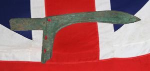 Archaic Zhou Dynasty Bronze Halberd or 'Ge' of a Zhou Dynasty Charioteer, Circa 5th Century BC. Used By a Warrior In the Period of the Great Military Doctrine 'The Art of War' by General Sun-Tzu