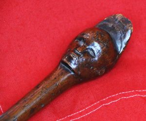 Antique Zulu-Tsonga Prestige Staff Possibly Carved by a Carver Known as the 'Baboon Master'.  With a Carved Female Head