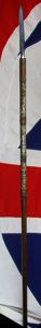 A Fine Edo Period {1600-1868} Samurai Pole Arm Yari, A Hira Sankaku Yari, The Samurai's Combat Lance With Full Tang and its Original Long Haft With Abilone Shell Decor