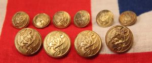 Superb Complete Set of 'Satanic' Style Buttons of The Inns of Court Regt. AKA The Devil's Own Regiment As Named By King George IIIrd