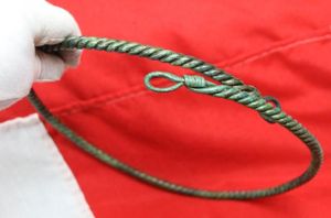 An Original Very Rare Neck Torc of a Legendary, Notorious & Terrifying Viking Mercenary Warrior, A Spectacular, Original & Ancient Viking 'Berserker's' Status Neck Adornment in Bronze. Even the Fiercesome Viking's Were in Fear Of Them. 1200 Years Old