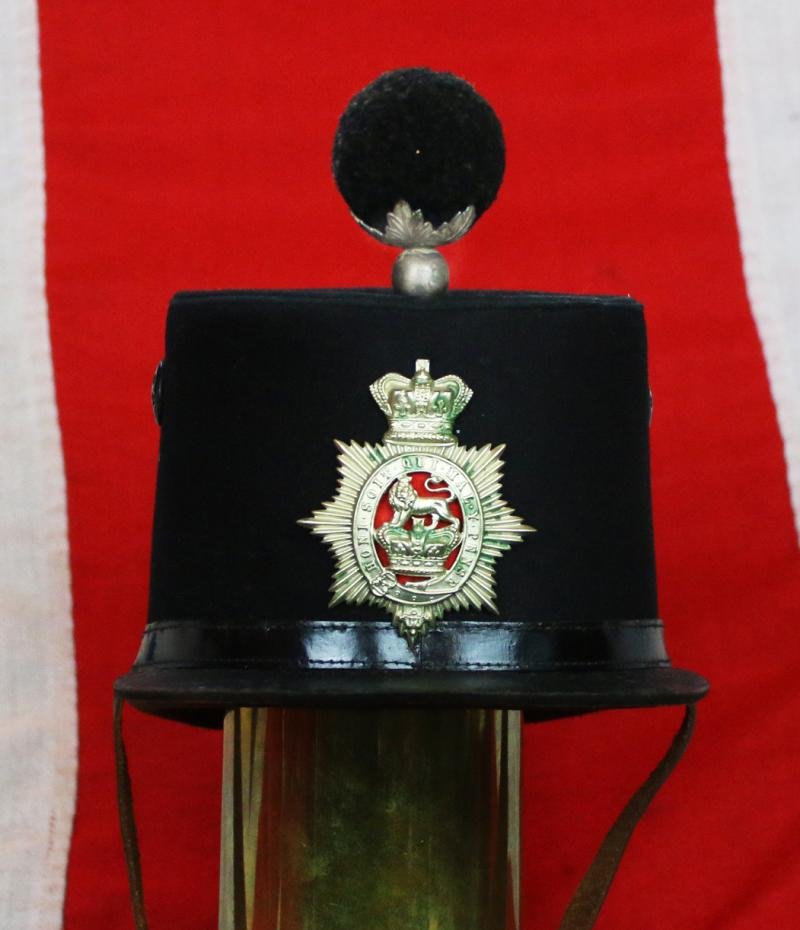 A Superb & Excellent Condition Mid Victorian Infantry Shako Service Cap, Pierced Centre, Double Crowned, With Lion Centre. General Service Shako Helmet Plate & And Rarely, Complete & Original, Leather Chin Strap