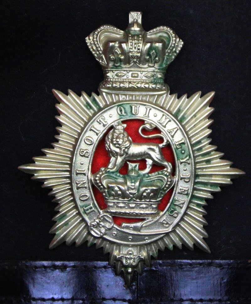 A Superb & Excellent Condition Mid Victorian Infantry Shako Service Cap, Pierced Centre, Double Crowned, With Lion Centre. General Service Shako Helmet Plate & And Rarely, Complete & Original, Leather Chin Strap