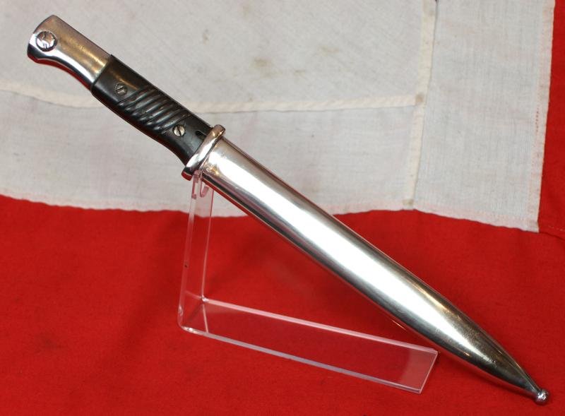 A Superb K98 Mauser Combat Bayonet. Early to Pre War Manufacture 1939 By Coppel GmbH. Matching Bayonet & Nickel Plated Scabbard.