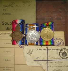 WW1 1914-15 TRIO WITH ORIGINAL PAYBOOK & SMALL BOOK, 8th LINCOLN REGIMENT, PRISONER OF WAR 1915, FROM GRIMSBY / NEWARK
