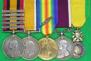 BOER WAR & WW1 LONG SERVICE GROUP WITH FRENCH MEDAL-MILITAIRE, 7th HUSSARS M.I.D MESOPOTAMIA & WOUNDED
