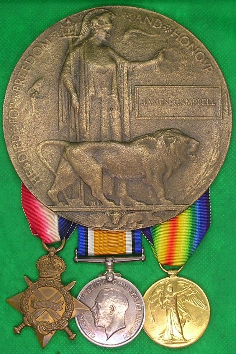 WW1 1914-15 TRIO & MEMORIAL PLAQUE, 1/4th NORTHUMBERLAND FUSILIERS, K.I.A F&F 24-4-1917 FROM WINLATON — image 2