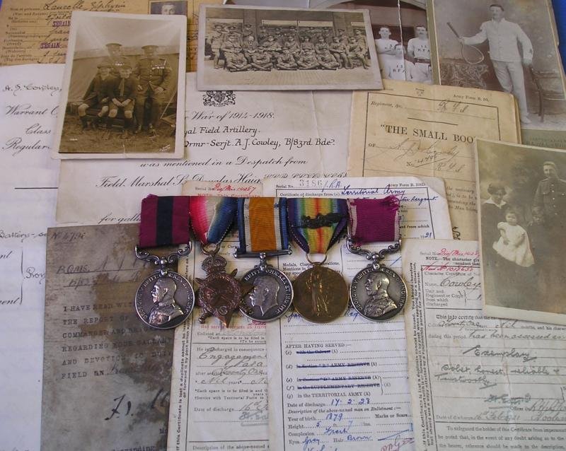 WW1 DCM GROUP WITH MID & LS&GC, B-83rd BDE RFA, FROM COUNTY CORK, WITH ORIGINAL DOCUMENTS, DIVISIONAL GALLANTRY CARD, M.I.D CERTIFICATE & PHOTOGRAPHS