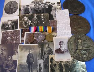 WW1 FAMILY GROUP TO THREE BROTHERS FROM BLANDFORD, DORSET, ALL DIED IN WW1, WITH ORIGINAL PHOTOS INCLUDING ONE OF THE PRINCE OF WALES MEETING THE BOYS FATHER