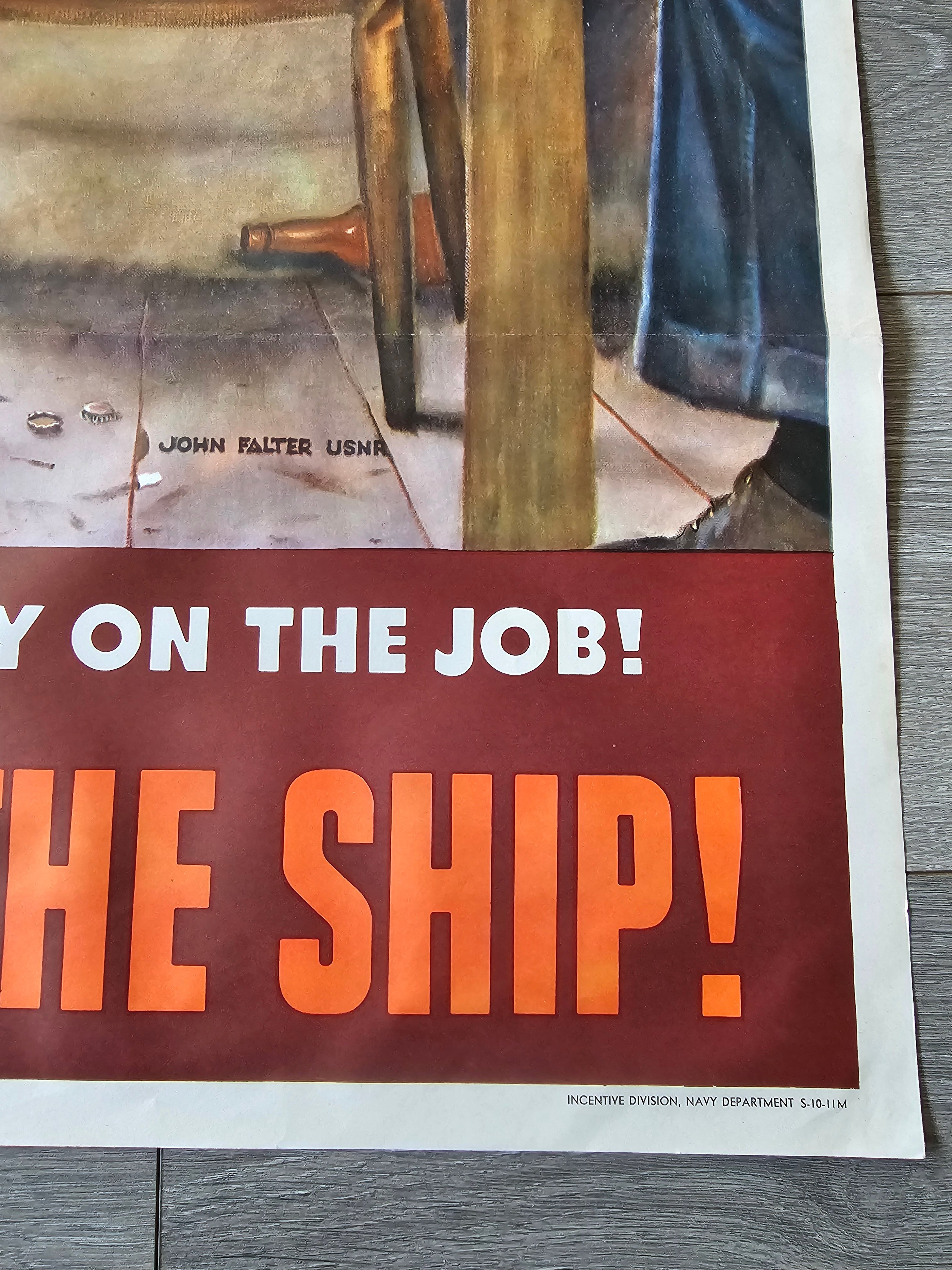 WWII US NAVY SHIPYARD PROPAGANDA POSTER 30X40 — image 2