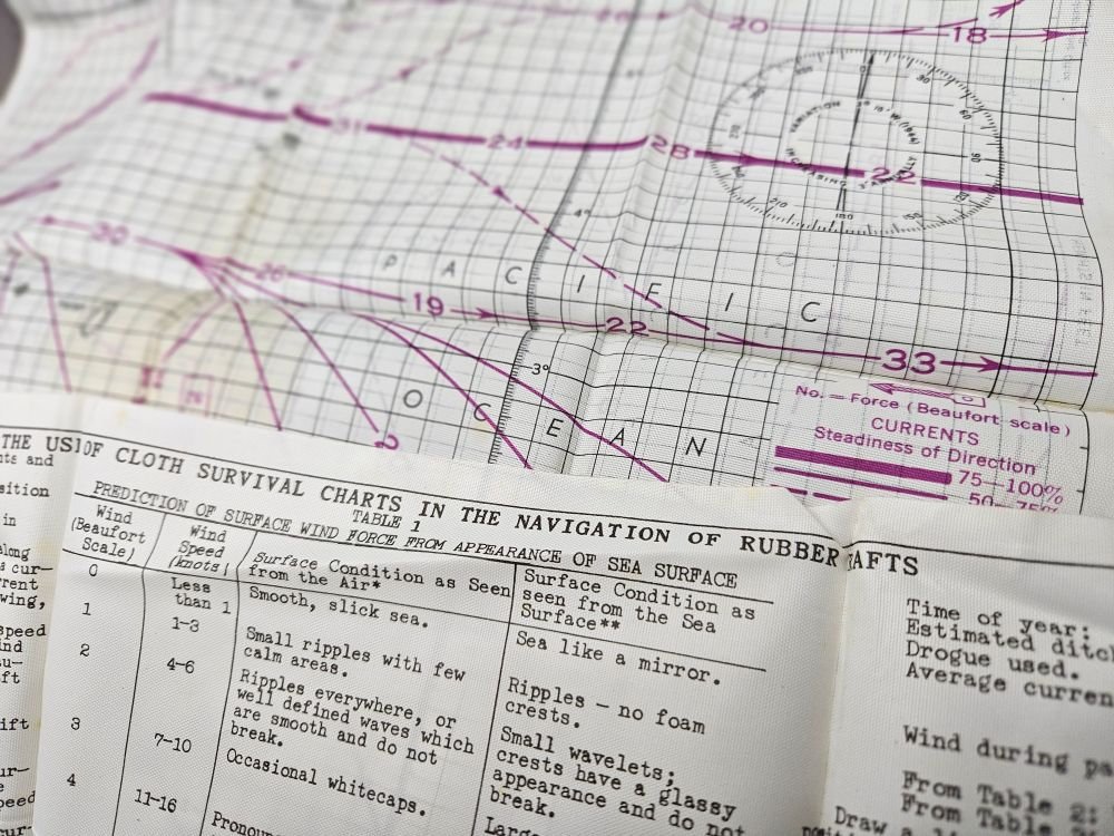 WWII USAAF Silk Escape Map & Raft Instrictions — image 2