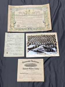 WWII USS HENDRY RADARMAN THIRD CLASS CREW NEPTUNUS REGIS & DOCUMENT GROUP