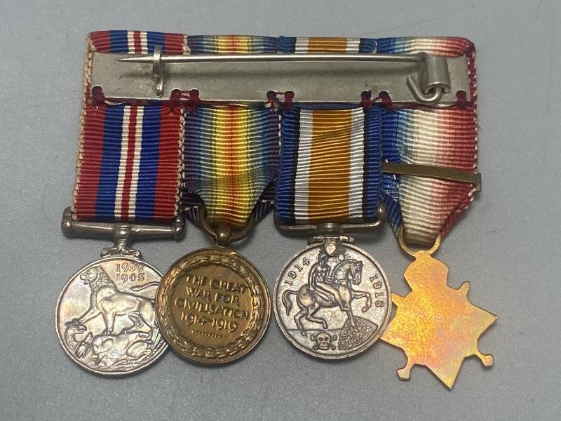 WW1 Mons Star Miniature Trio With 1939-45 War Medal — image 4