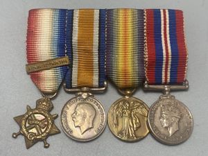 WW1 Mons Star Miniature Trio With 1939-45 War Medal