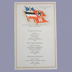 HSS46 Printed daily menu for the Steamship New York dated 28 April 1936