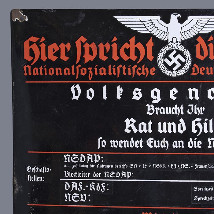 WIB4 Exceptionally nice 'Hier spricht die NSDAP' enameled sign — image 6
