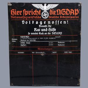 WIB4 Exceptionally nice 'Hier spricht die NSDAP' enameled sign