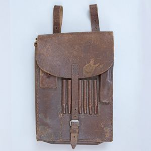 PAU7 Service used brown leather map case with map and other contents