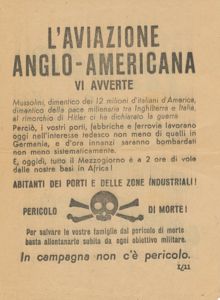 Allied leaflet warning Italian civilians of impending bombing attack