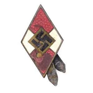 AHJ64 Enameled Hitlerjugend cap badge