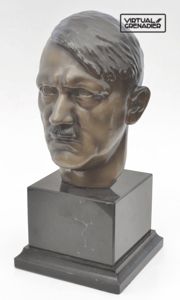 Hitler head bust mounted on black marble base
