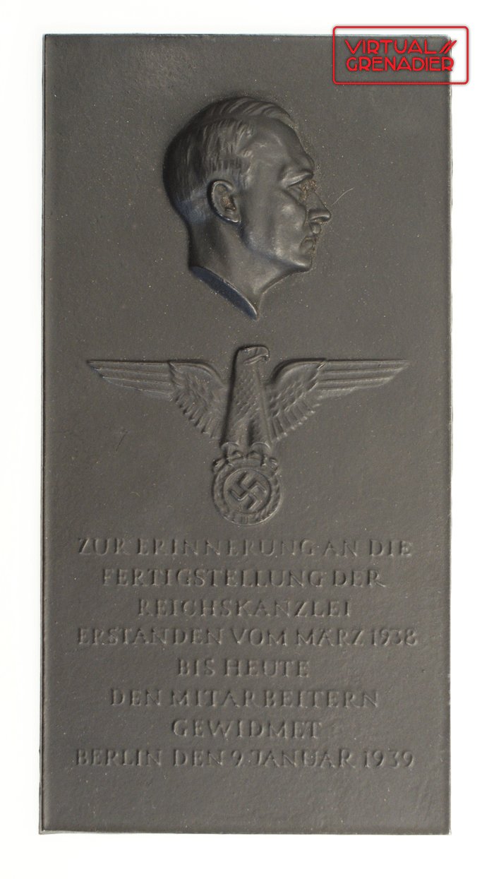 Plaque commemorating the completion of construction of the Reichskanzlei in Berlin